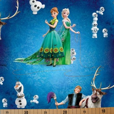 Jersey Stoffe Disney Frozen Anna und Elsa türkis royal 0,20m