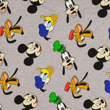 French Terry Stoff Disney Micky Maus Donald Duck Goofy grau