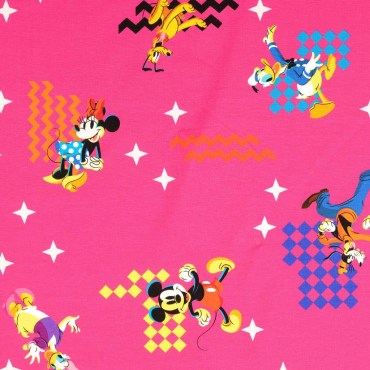 Jersey Stoffe Disney Micky Maus Goofy Daisy pink