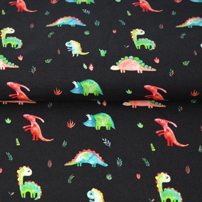 Stenzo Jersey Stoffe Süße Dinos Dinosaurier Roar anthrazit