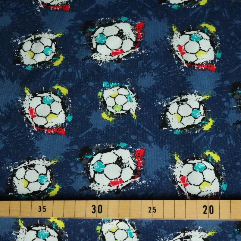 Jersey Stoffe Fussball blau