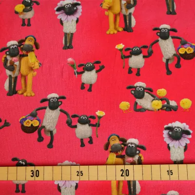 Jersey Stoffe Shaun das Schaf pink rot
