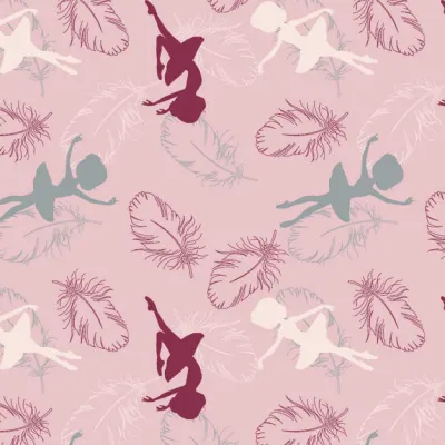 Jersey Stoffe Ballett mit Federn rosa