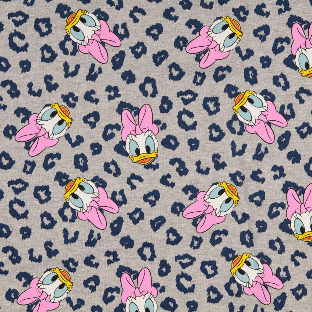 French Terry Stoff Disney Daisy Duck grau melange grau 0,15m
