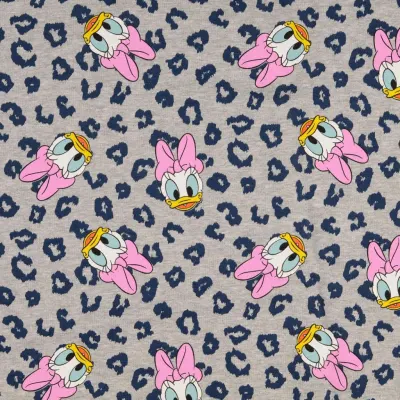 French Terry Stoff Disney Daisy Duck grau melange grau 0,15m
