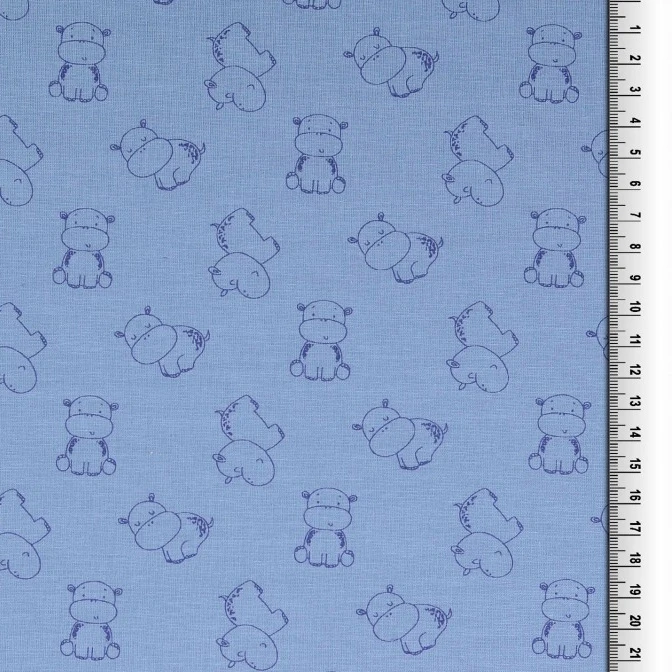 Jersey Stoffe Happy Hippo Flussperde Nilpferd hellbau