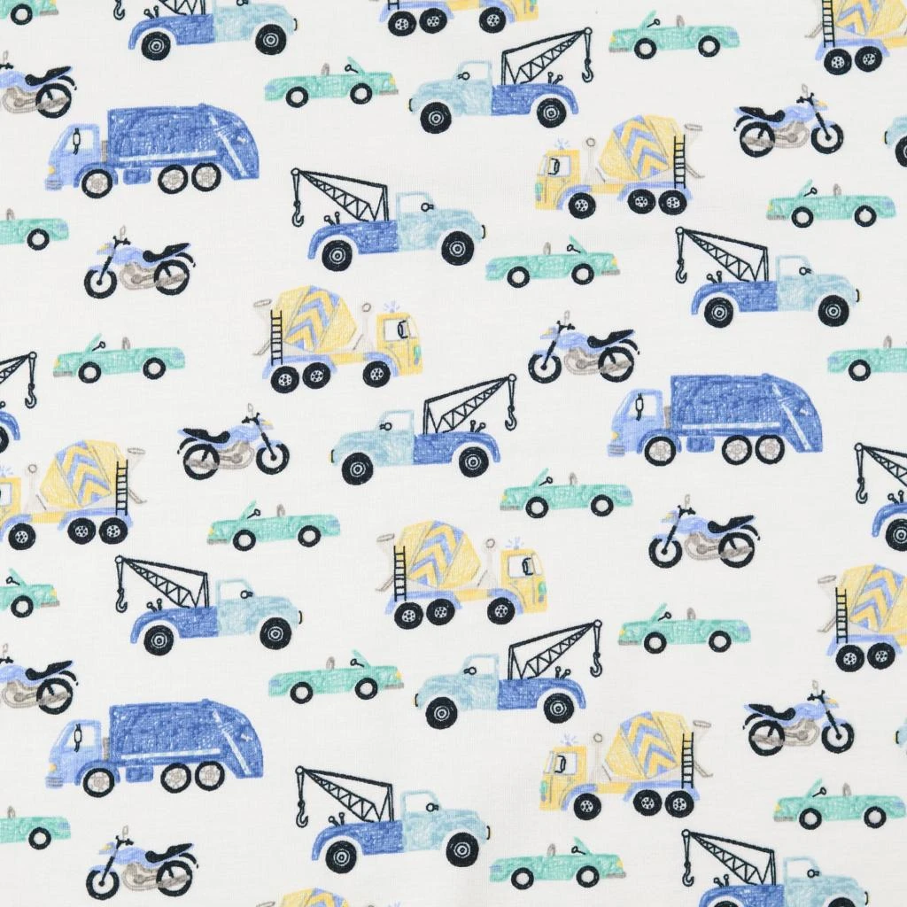 Jersey Stoffe Bager Kran Motorrad blau grau