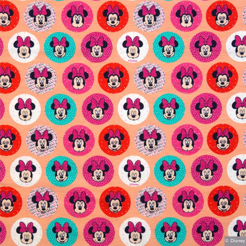 Jersey Stoff Disney Micky Minni Maus apricot 