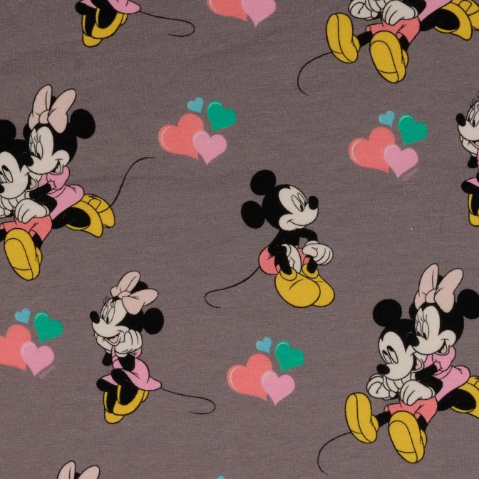 Jersey Stoffe Disney Micky Maus Minnie grau