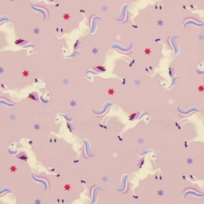Jersey Stoffe Einhörner rosa mit Sternen