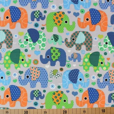 Jersey Stoffe- Elefanten grau