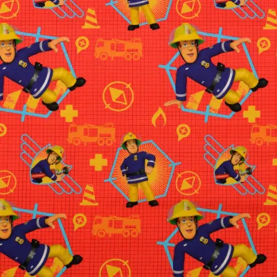 Jersey Stoffe Feuerwehrmann Sam rot