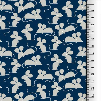 Jersey Stoffe Mäuse blau weiß
