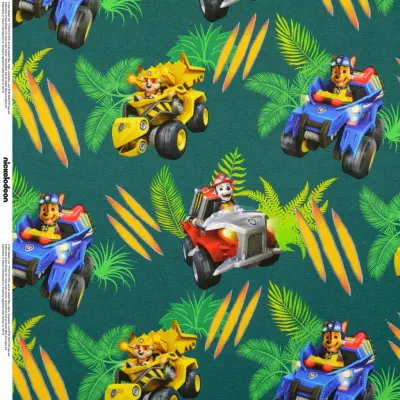Jersey Stoffe Paw Patrol dunkelgrün  0,19m