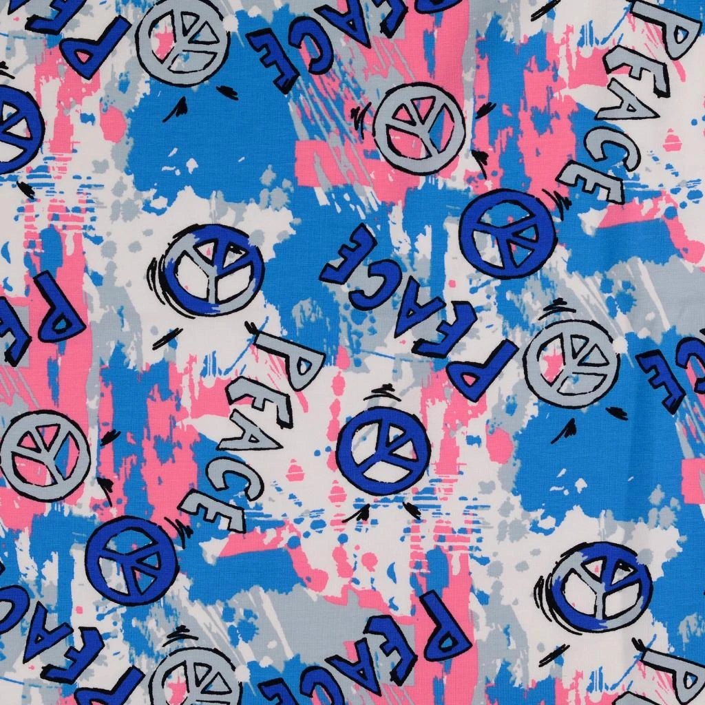 Jersey Stoffe Peace Friday Future Safe the planet blau rosa