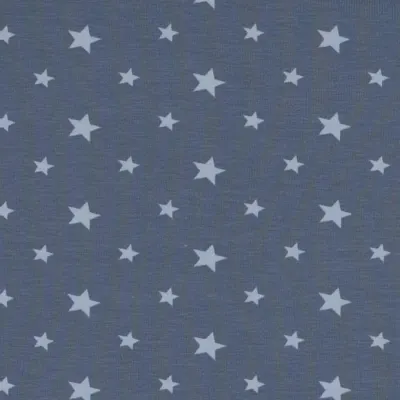 Jersey Stoff hellblaue Sterne auf dunkelblau