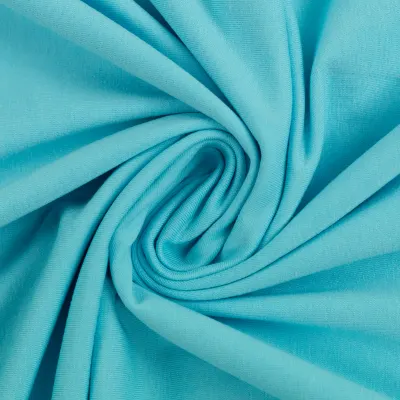 Jersey Stoff Uni aqua blau