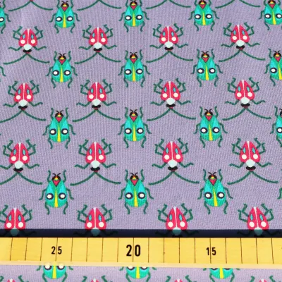 Jersey Stoffe Krabbeltiere Kaefer Bugs Lila
