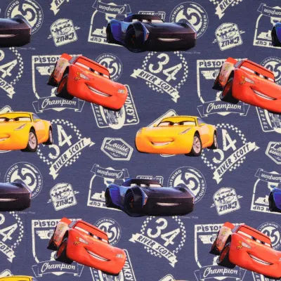 Jersey Stoffe Disney Cars dunkelgrau  0,36m