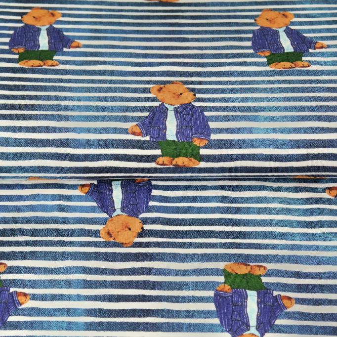 Stenzo Jersey Stoffe Teddy Bär jeans blau 0,32m