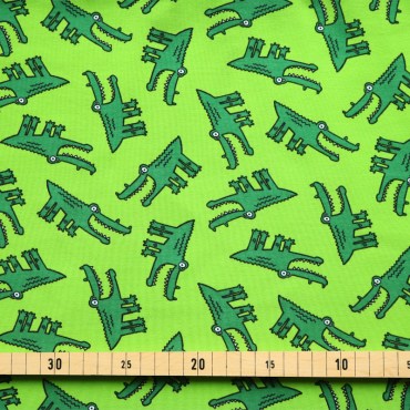 Jersey Stoffe - Krokodile grün 0,19m