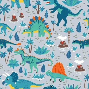 Jersey Stoffe Dinos Dinosaurier grau