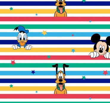 Jersey Stoff Disney Micky Donald Goofy Streifen