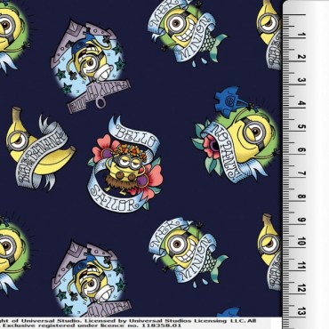 Jersey Stoffe Minions Dunkelblau