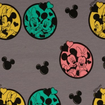 Jersey Stoffe Disney Micky Maus Minnie Ohren grau