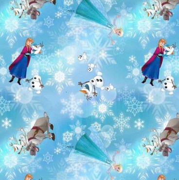 Jersey Stoffe Frozen Anna, Olaf, Sven und Elsa 0,18m