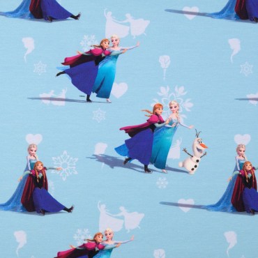 Jersey Stoffe Disney Frozen Anna und Elsa hellblau 0,18m