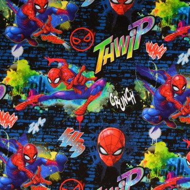 Jersey Stoffe Marvel Spiderman dunkelblau