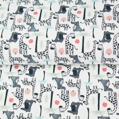 Stenzo Stoffe  Jersey Giraffe weiss
